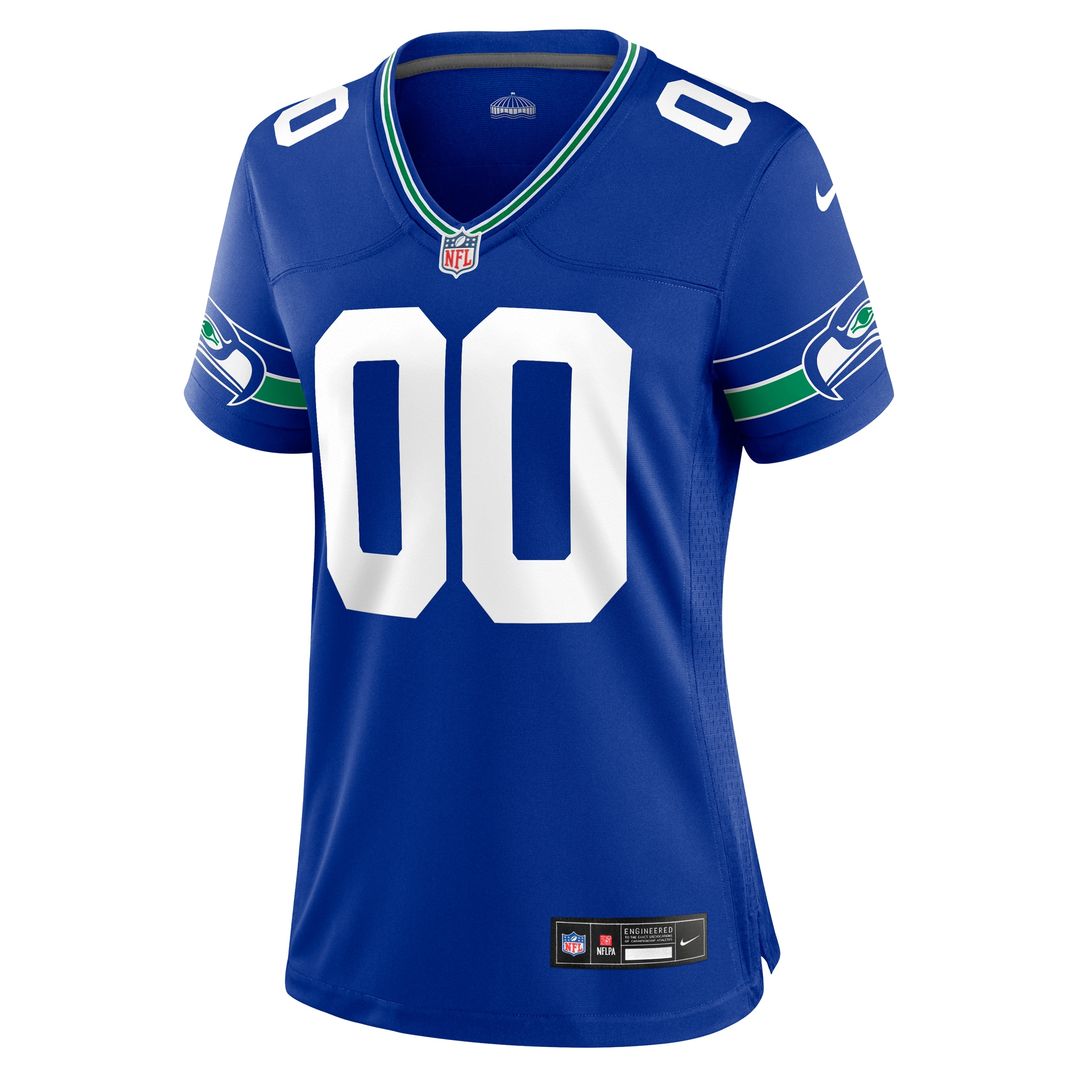 Seattle Seahawks Nike Women's Throwback Custom Jersey - Royal Official NFL Team Apparel Football Fan Gear