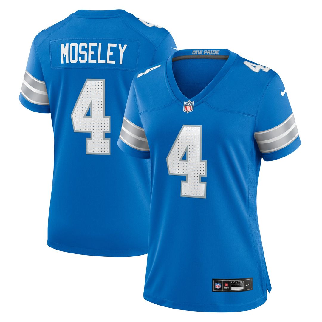 Emmanuel Moseley Detroit Lions Nike Women's Team Game Jersey - Blue Official NFL Team Apparel Football Fan Gear