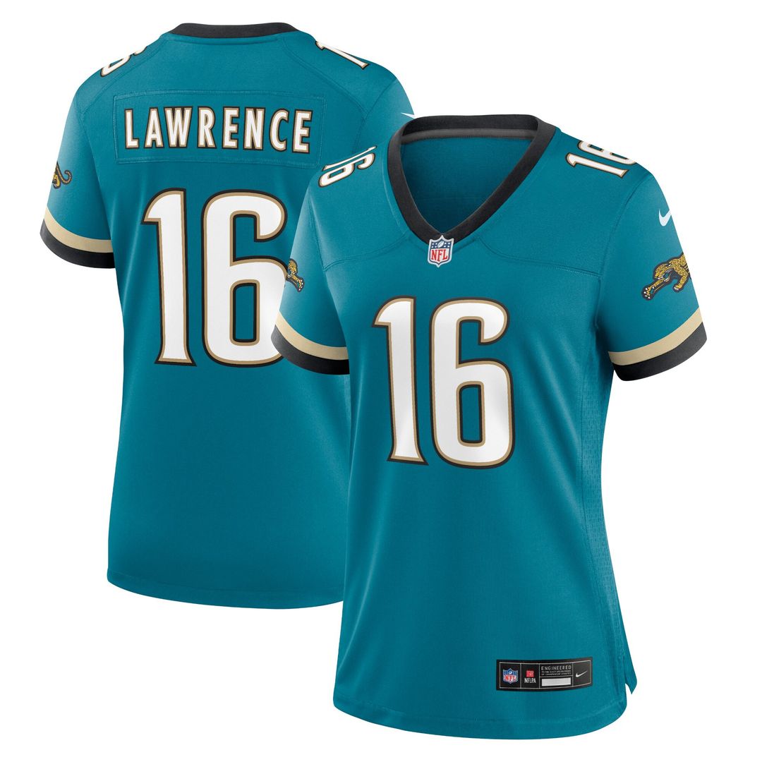 Trevor Lawrence Jacksonville Jaguars Nike Women's Prowler Throwback Game Jersey - Teal Official NFL Team Apparel Football Fan Gear