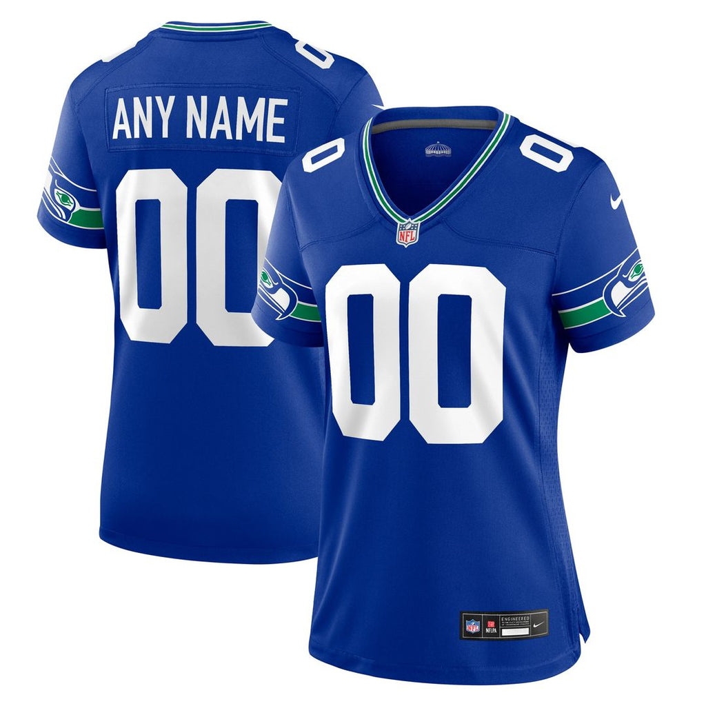 Seattle Seahawks Nike Women's Throwback Custom Jersey - Royal Official NFL Team Apparel Football Fan Gear