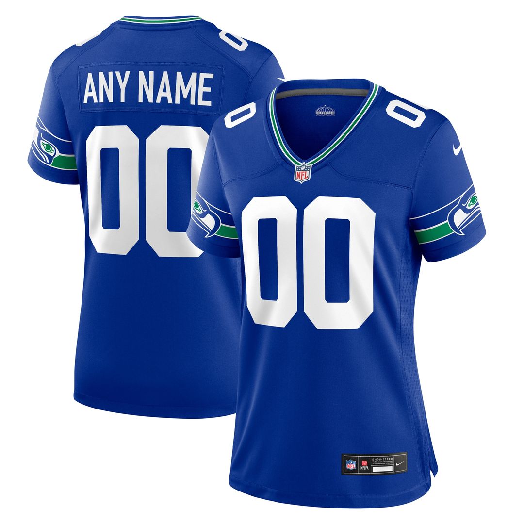 Seattle Seahawks Nike Women's Throwback Custom Jersey - Royal Official NFL Team Apparel Football Fan Gear