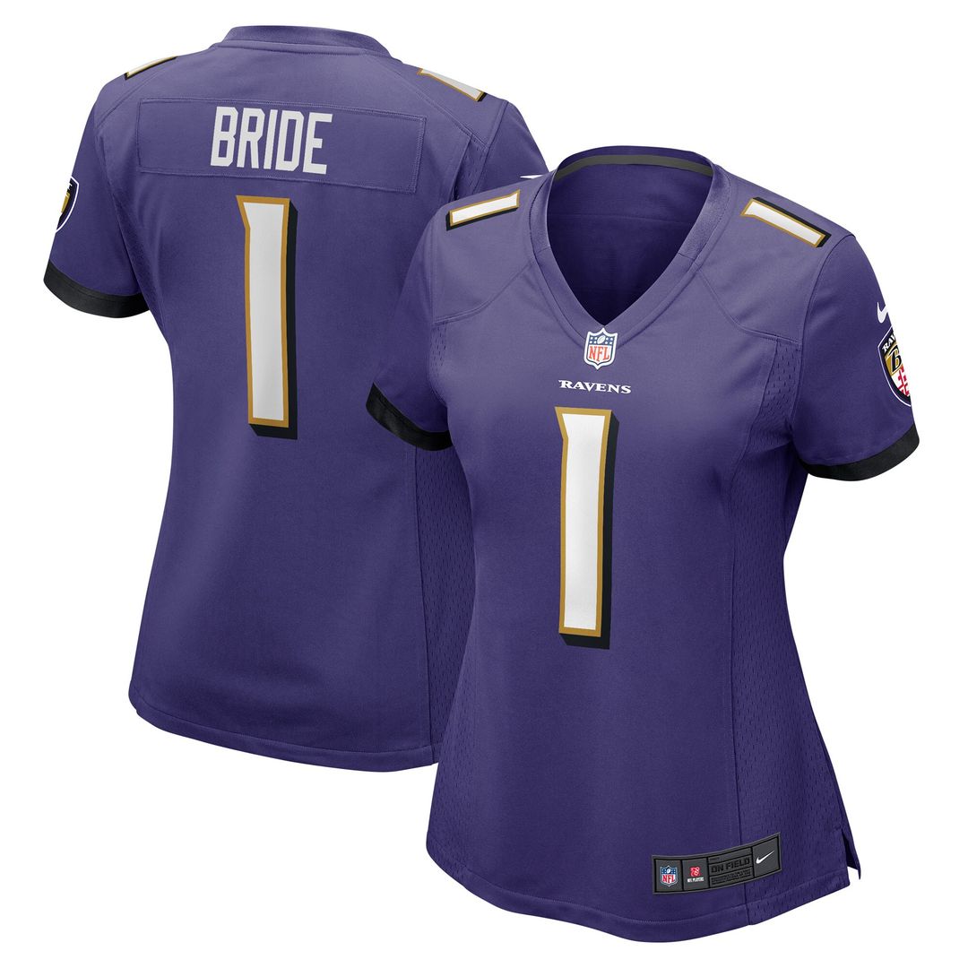 Number 1 Bride Baltimore Ravens Nike Women's Game Jersey - Purple Official NFL Team Apparel Football Fan Gear