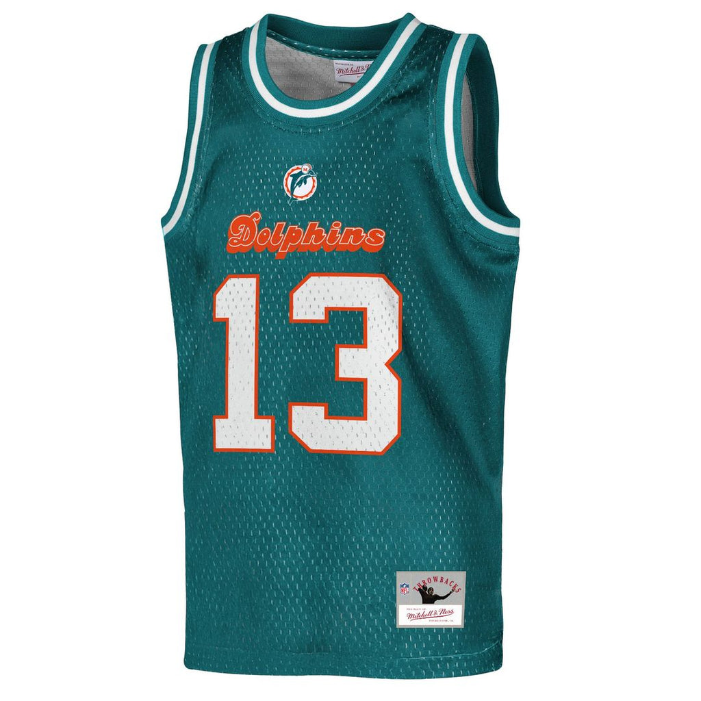 Dan Marino Miami Dolphins Mitchell & Ness Youth Retired Player NFL Basketball Fashion Jersey - Aqua Official NFL Team Apparel Football Fan Gear
