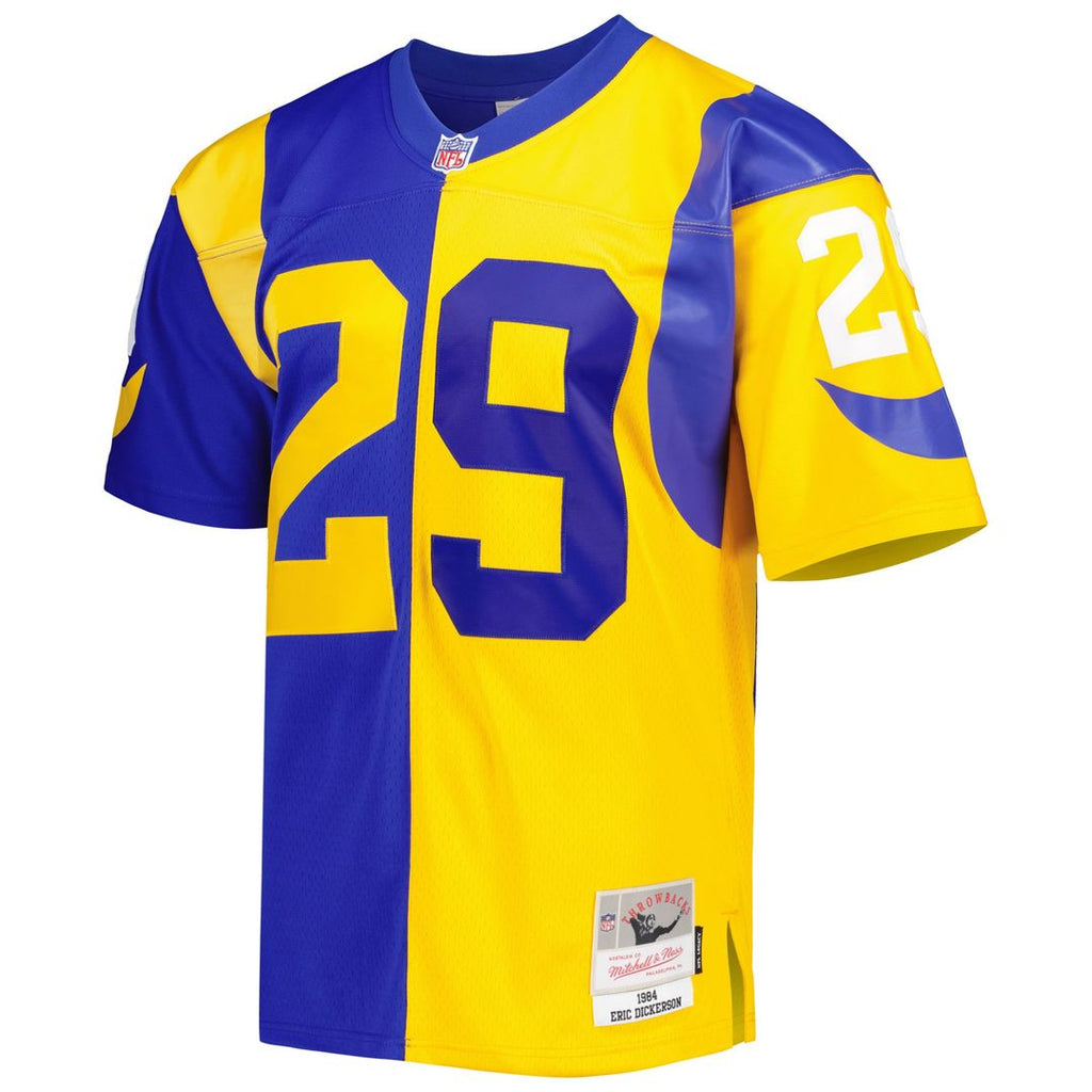 Eric Dickerson Los Angeles Rams Mitchell & Ness 1984 Split Legacy Replica Jersey - Royal/Gold Official NFL Team Apparel Football Fan Gear