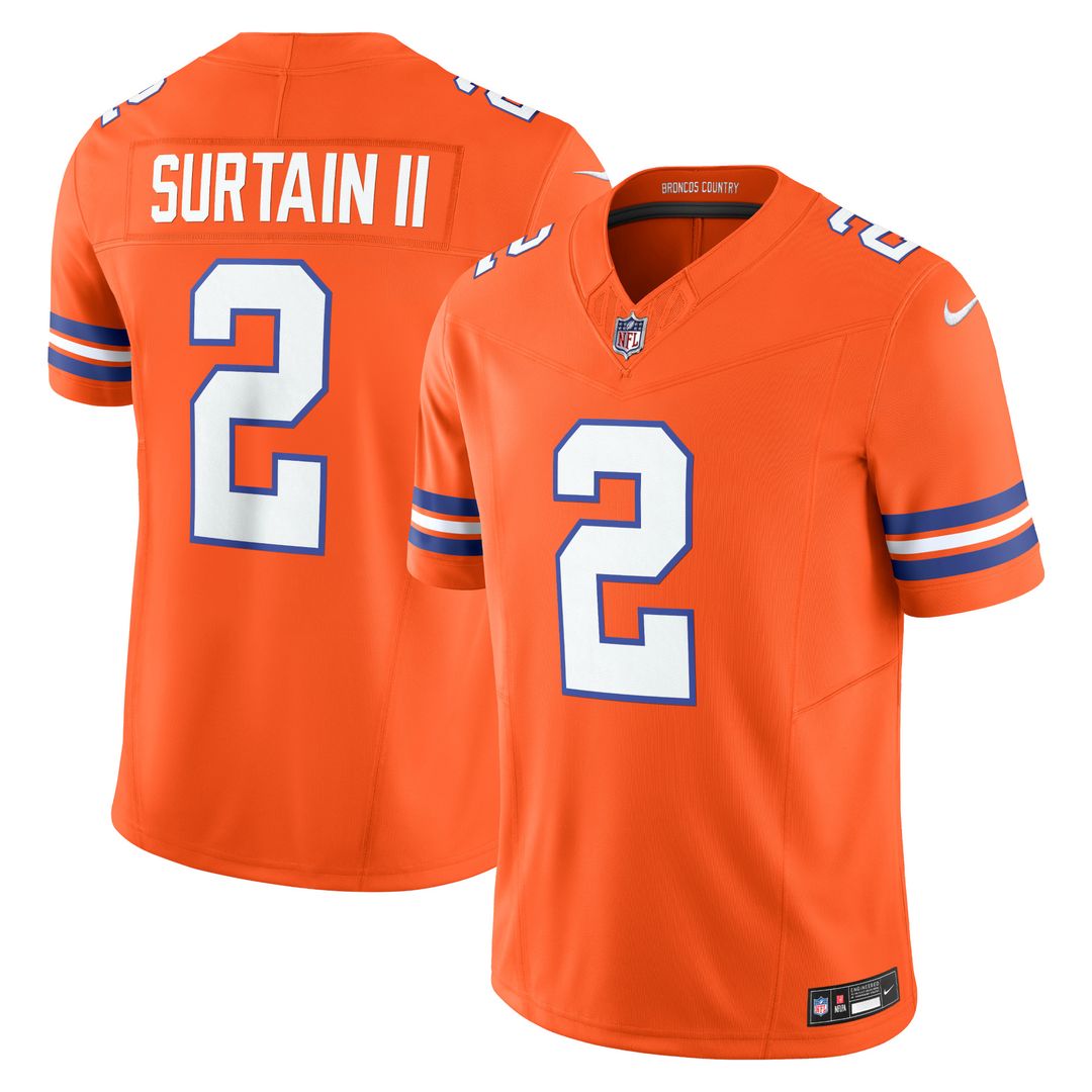 Patrick Surtain II Denver Broncos Nike Alternate Mile High Collection 1977 Throwback Vapor F.U.S.E. Limited Jersey - Orange Official NFL Team Apparel