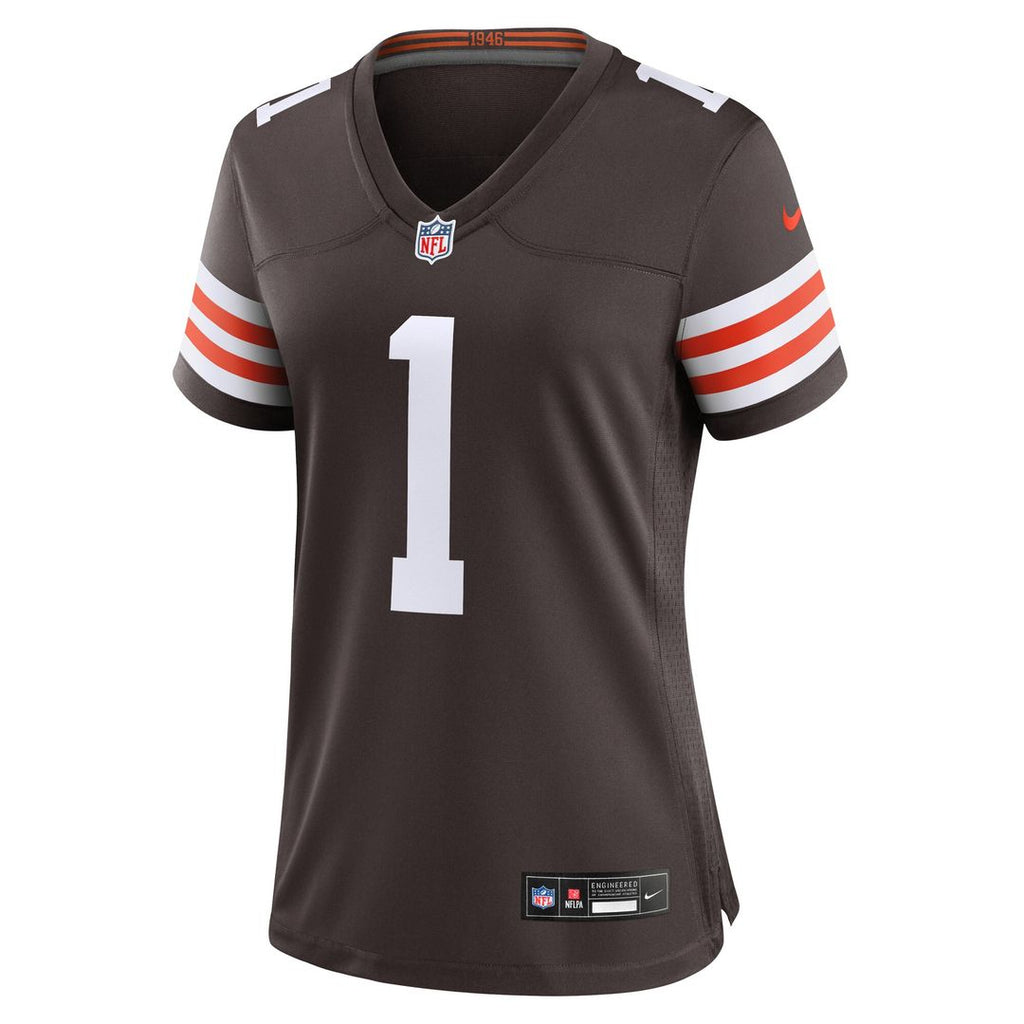 Number 1 Bride Cleveland Browns Nike Women's Game Jersey - Brown Official NFL Team Apparel Football Fan Gear