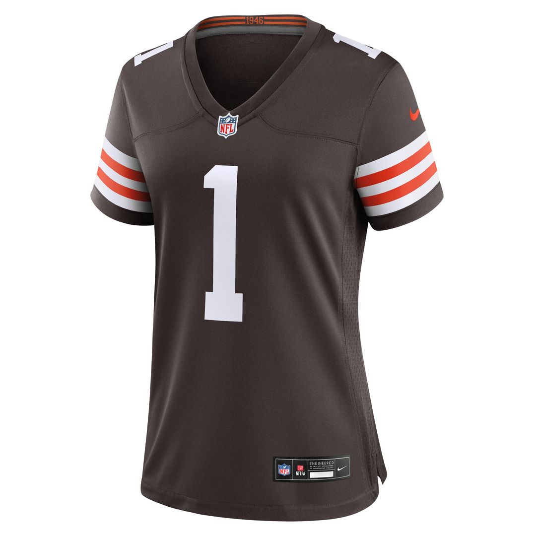 Number 1 Bride Cleveland Browns Nike Women's Game Jersey - Brown Official NFL Team Apparel Football Fan Gear