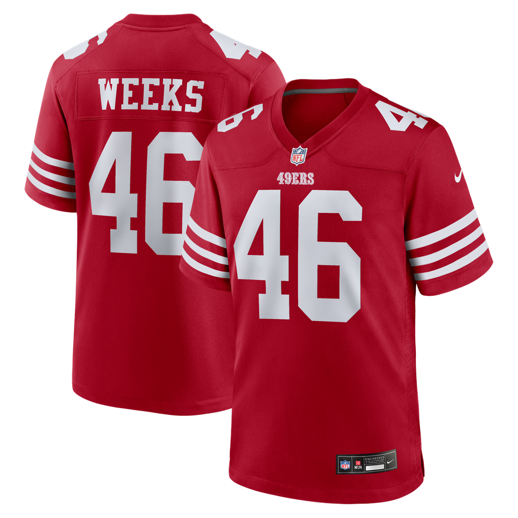 Jon Weeks San Francisco 49ers Nike Team Game Jersey - Scarlet Official NFL Team Apparel Football Fan Gear