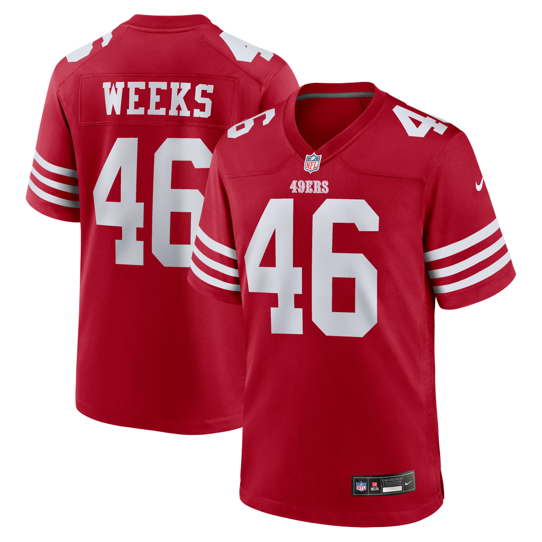 Jon Weeks San Francisco 49ers Nike Team Game Jersey - Scarlet Official NFL Team Apparel Football Fan Gear