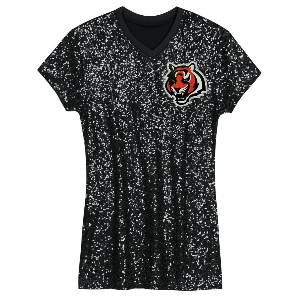Joe Burrow Cincinnati Bengals Girls Youth Sequin Player Name & Number V-Neck Dress - Black NFL Fan Gear Popular Style