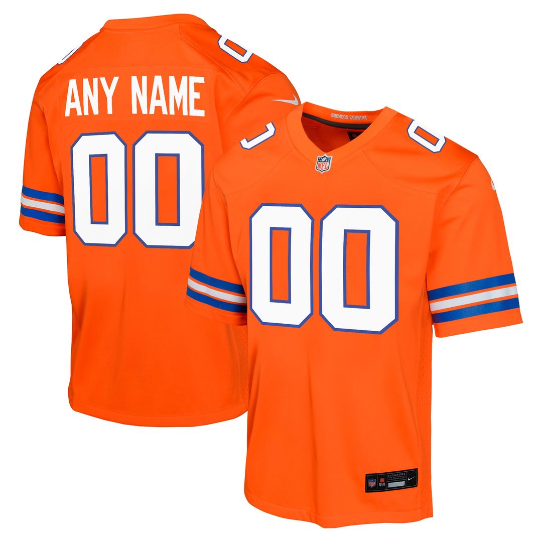Denver Broncos Nike Youth Mile High Collection 1977 Throwback Custom Game Jersey - Orange Official NFL Team Apparel Football Fan Gear