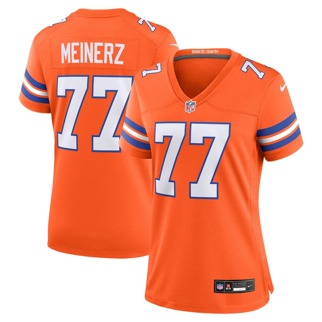 Quinn Meinerz Denver Broncos Nike Women's Mile High Collection 1977 Throwback Player Game Jersey - Orange Official NFL Team Apparel Football Fan Gear