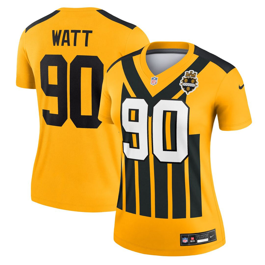 T.J. Watt Pittsburgh Steelers Nike Women's Alternate 1933 Throwback Legend Player Performance Top - Gold Official NFL Team Apparel Football Fan Gear
