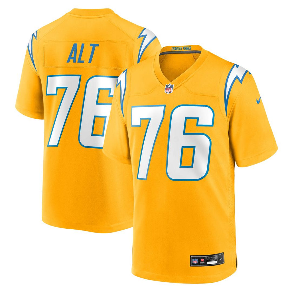 Joe Alt Los Angeles Chargers Nike Alternate Charger Power Game Player Jersey - Gold Official NFL Team Apparel Football Fan Gear