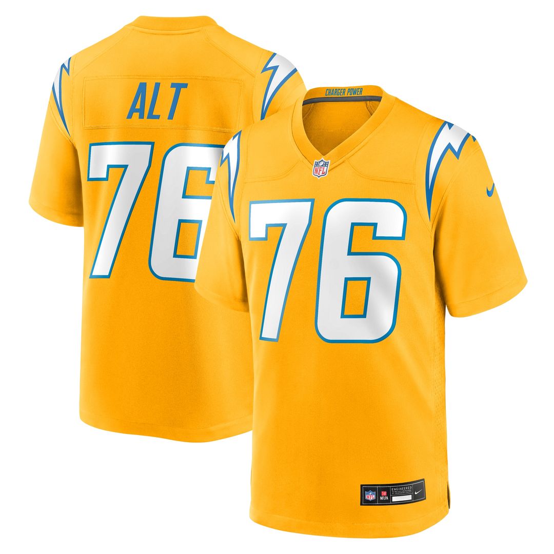 Joe Alt Los Angeles Chargers Nike Alternate Charger Power Game Player Jersey - Gold Official NFL Team Apparel Football Fan Gear