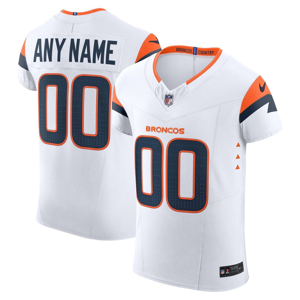 Denver Broncos Nike Vapor F.U.S.E. Elite Custom Jersey - White Official NFL Team Apparel Football Fan Gear