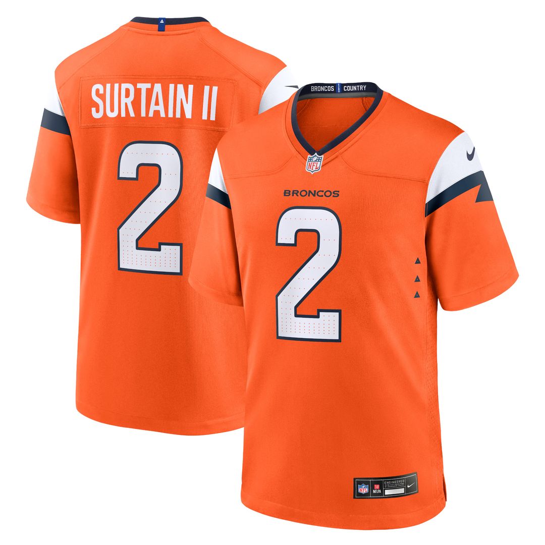 Patrick Surtain II Denver Broncos Nike Team Game Jersey - Orange Official NFL Team Apparel Football Fan Gear