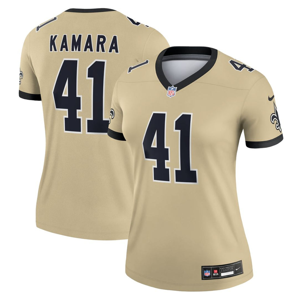 Alvin Kamara New Orleans Saints Nike Women's Gameday Golds Alternate Legend Player Performance Top - Gold NFL Fan Gear Popular Style