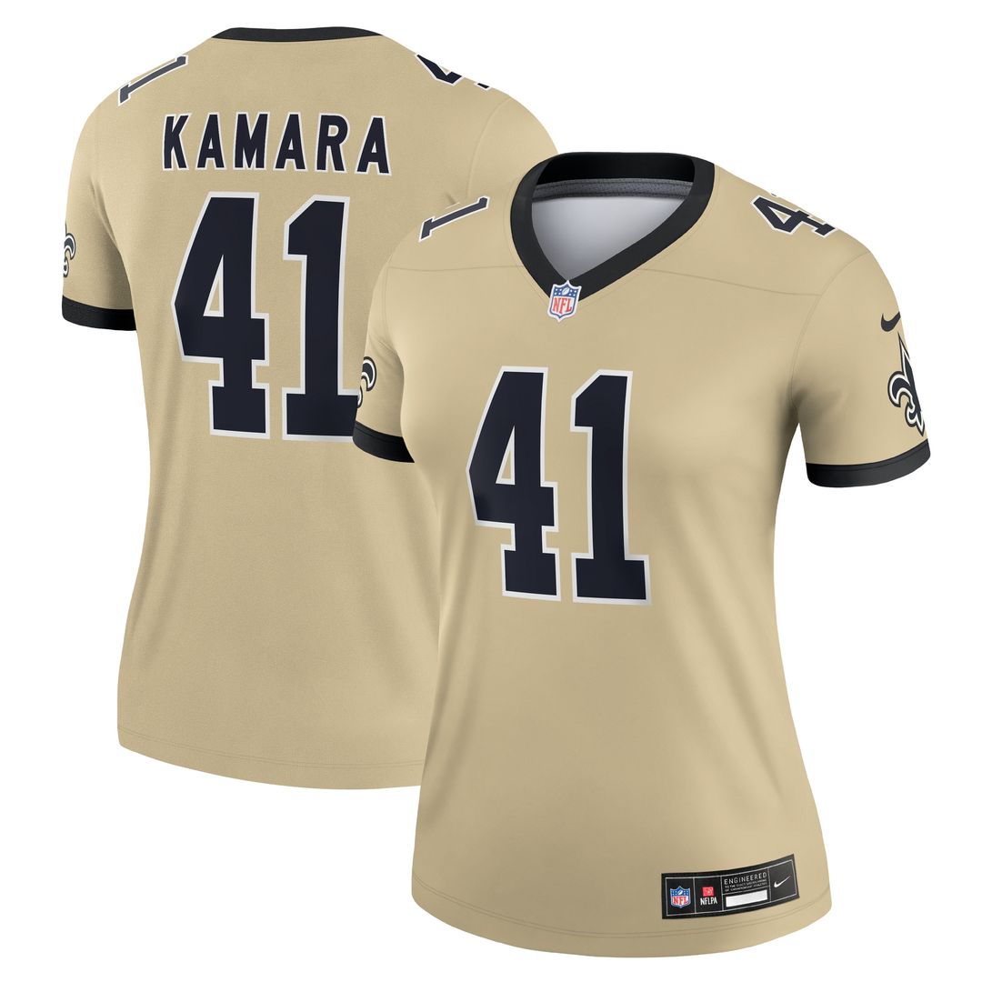 Alvin Kamara New Orleans Saints Nike Women's Gameday Golds Alternate Legend Player Performance Top - Gold NFL Fan Gear Popular Style