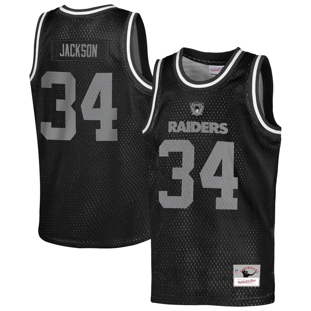 Bo Jackson Las Vegas Raiders Mitchell & Ness Youth Retired Player NFL Basketball Fashion Jersey - Black Official NFL Team Apparel Football Fan Gear