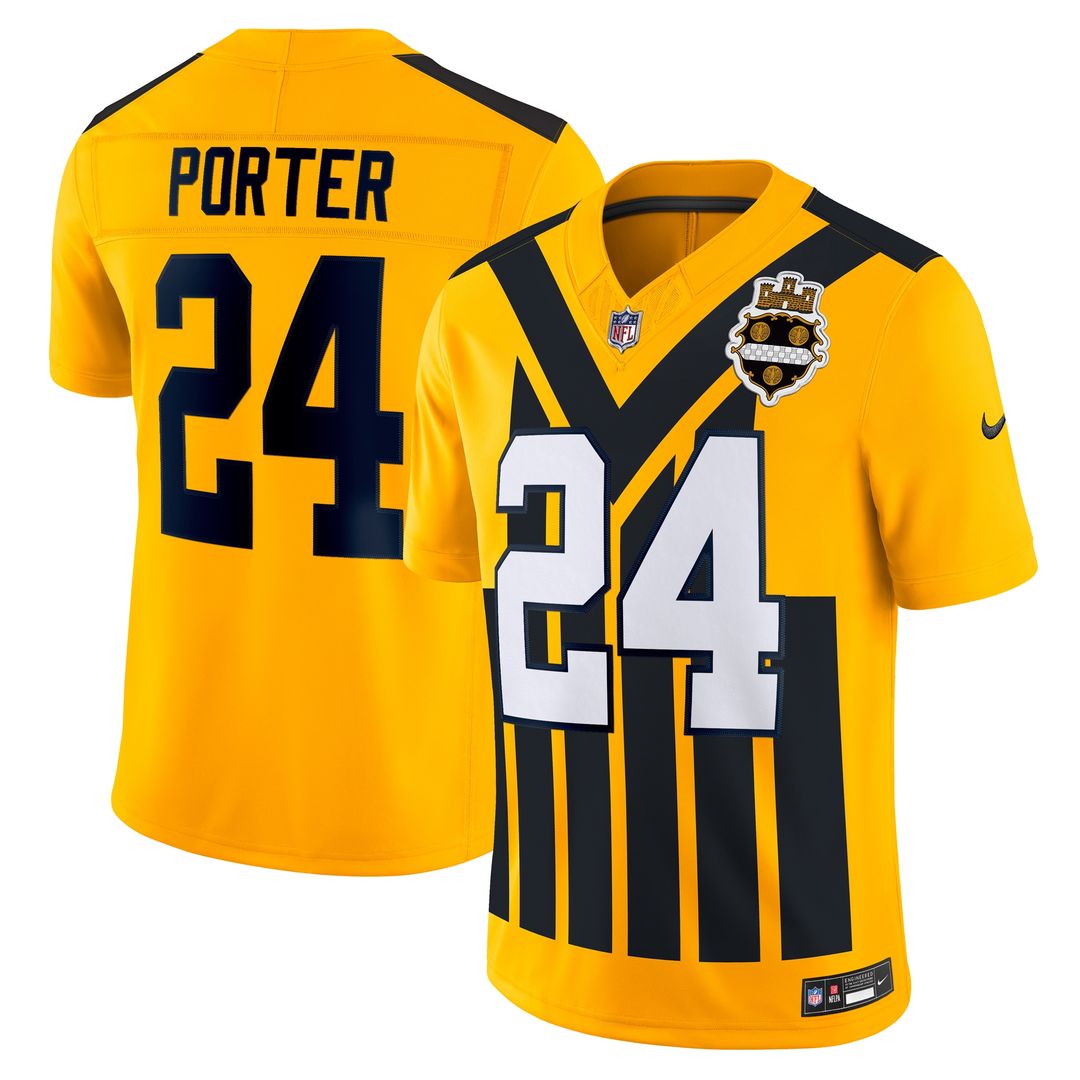 Joey Porter Jr. Pittsburgh Steelers Nike Alternate 1933 Throwback Vapor F.U.S.E. Limited Jersey - Gold Official NFL Team Apparel Football Fan Gear
