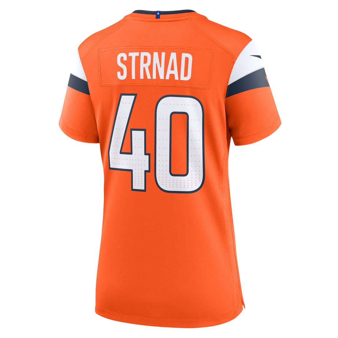 Justin Strnad Denver Broncos Nike Women's Team Game Jersey - Orange Official NFL Team Apparel Football Fan Gear