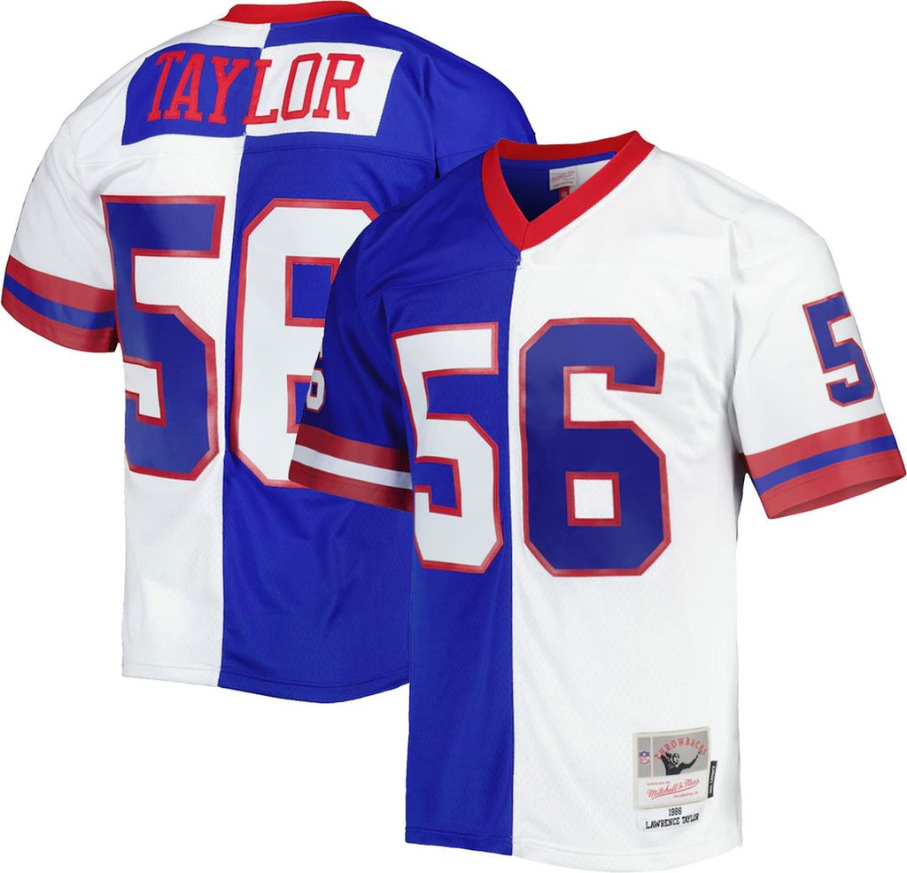 Lawrence Taylor New York Giants Mitchell & Ness 1986 Split Legacy Replica Jersey - Royal/White Official NFL Team Apparel Football Fan Gear