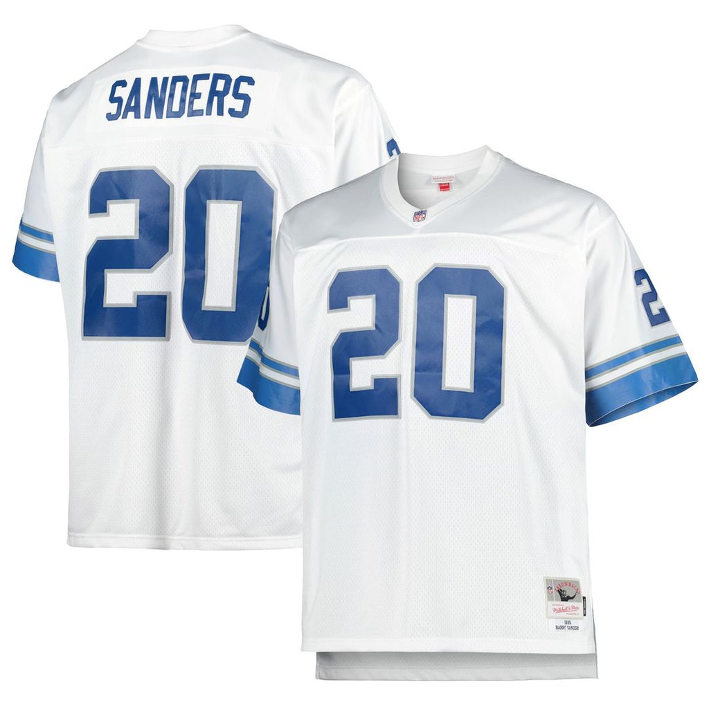 Barry Sanders Detroit Lions Mitchell & Ness Big & Tall 1996 Retired Player Replica Jersey - White Official NFL Team Apparel Football Fan Gear