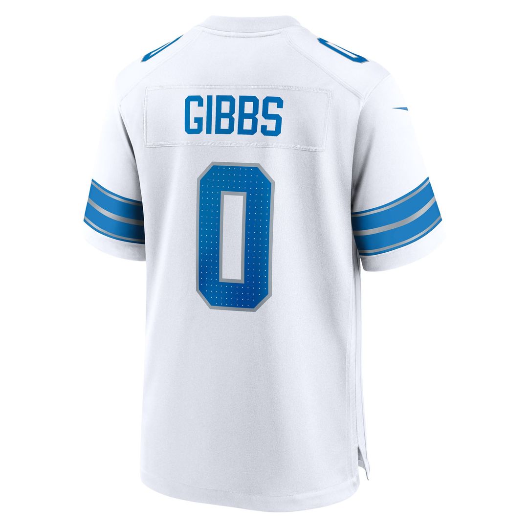 Jahmyr Gibbs Detroit Lions Nike Game Player Jersey - White Official NFL Team Apparel Football Fan Gear