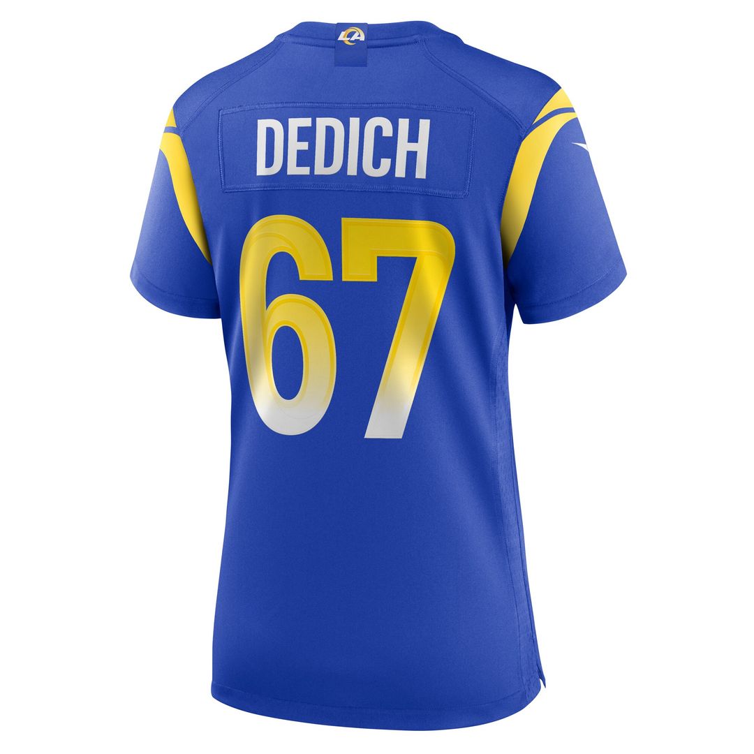 Justin Dedich Los Angeles Rams Nike Women's Game Jersey - Royal Official NFL Team Apparel Football Fan Gear
