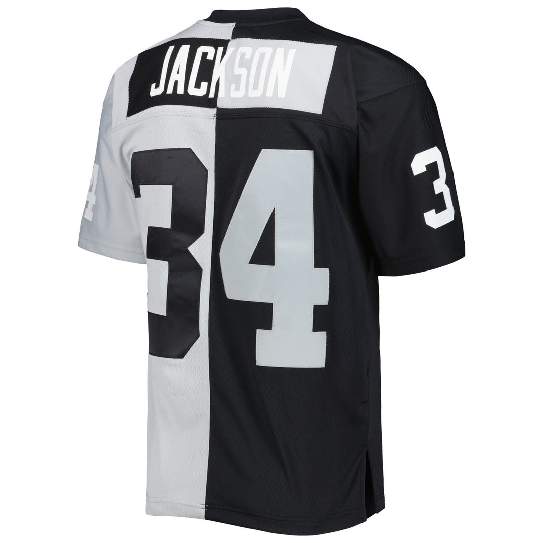 Bo Jackson Las Vegas Raiders Mitchell & Ness 1988 Split Legacy Replica Jersey - Black/Silver Official NFL Team Apparel Football Fan Gear