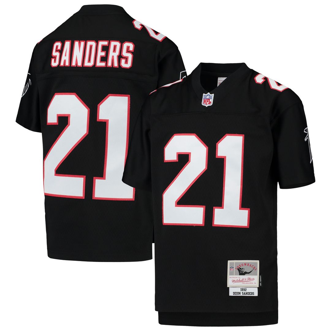 Deion Sanders Atlanta Falcons Mitchell & Ness Youth 1992 Legacy Retired Player Jersey - Black Official NFL Team Apparel Football Fan Gear