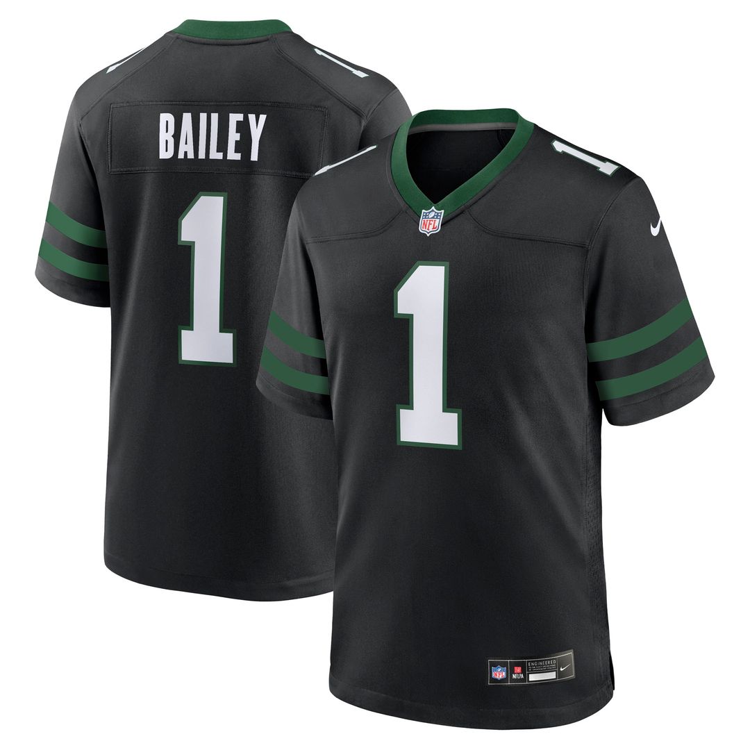 David Bailey New York Jets Nike Alternate Game Player Jersey - Legacy Black Official NFL Team Apparel Football Fan Gear