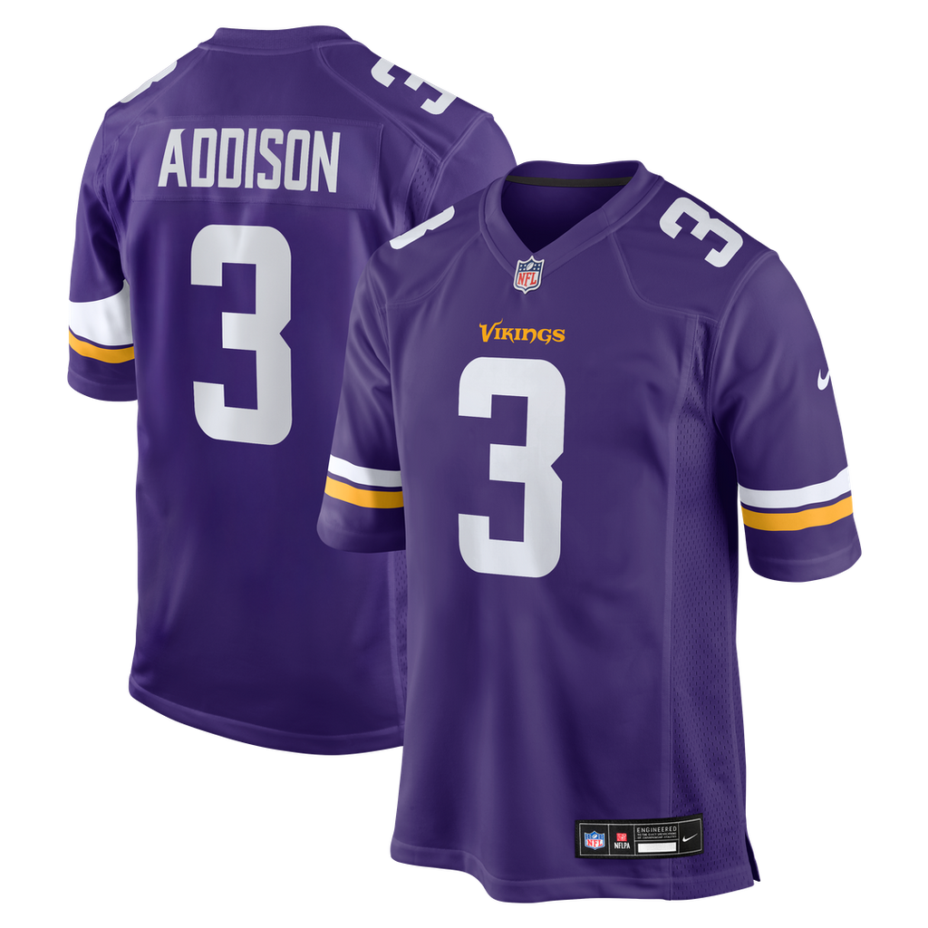 Jordan Addison Minnesota Vikings Nike Game Jersey - Purple Official NFL Team Apparel Football Fan Gear