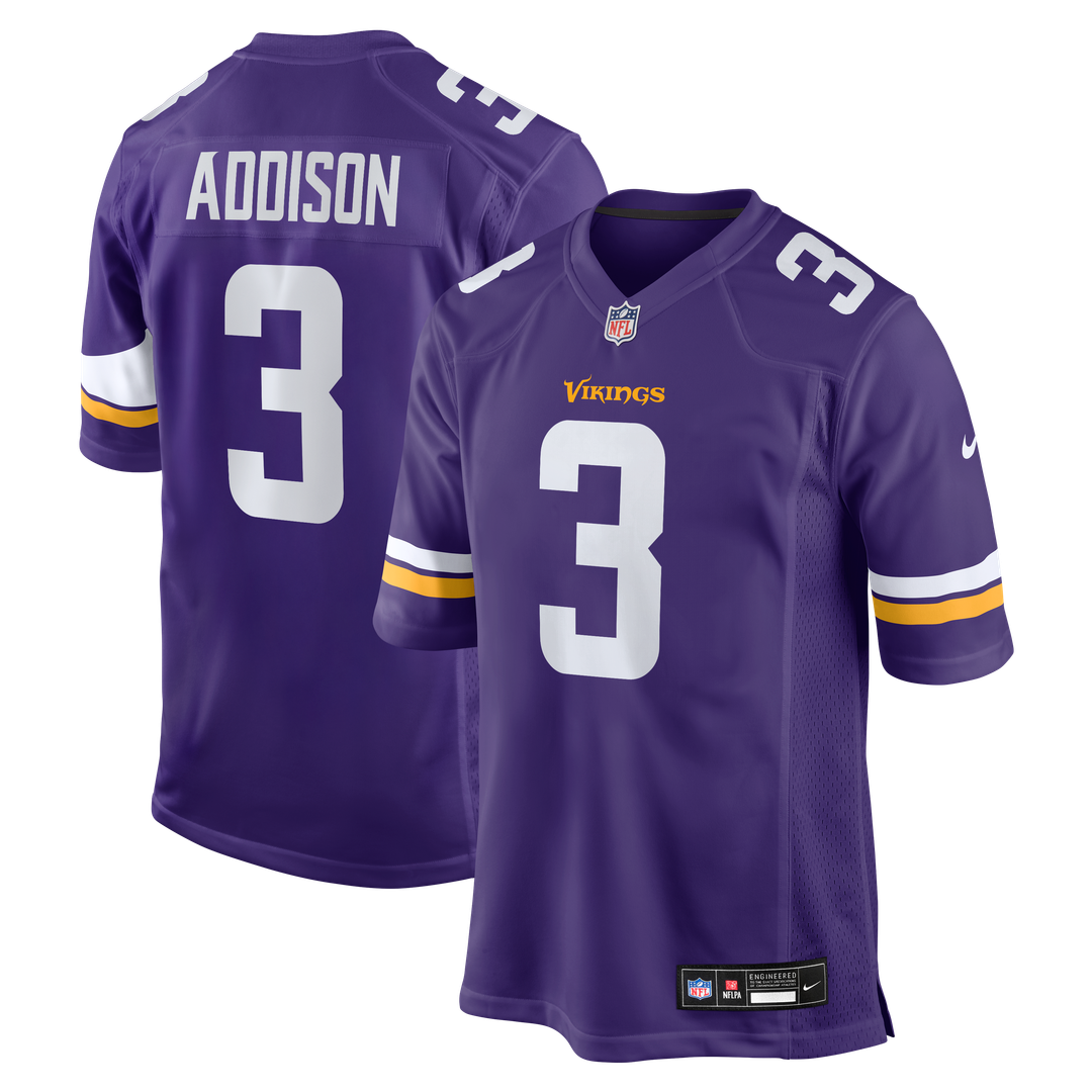 Jordan Addison Minnesota Vikings Nike Game Jersey - Purple Official NFL Team Apparel Football Fan Gear