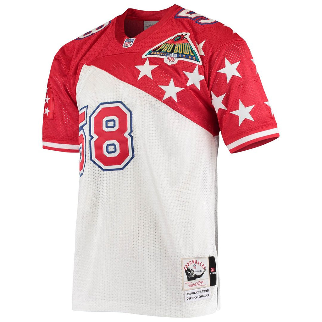 Derrick Thomas AFC Mitchell & Ness 1995 Pro Bowl Authentic Jersey - White/Red Official NFL Team Apparel Football Fan Gear