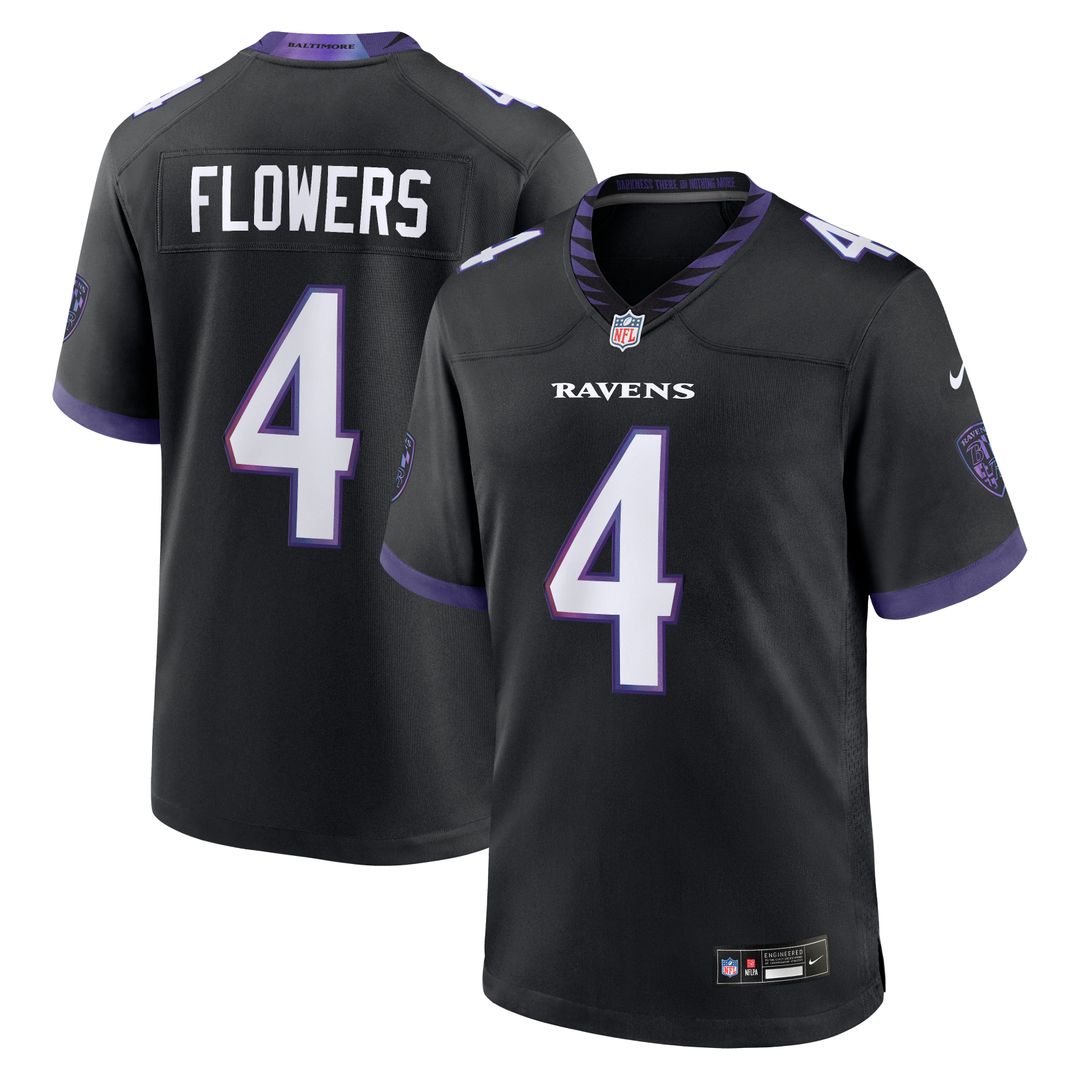 Zay Flowers Baltimore Ravens Nike Alternate Game Jersey - Black Official NFL Team Apparel Football Fan Gear