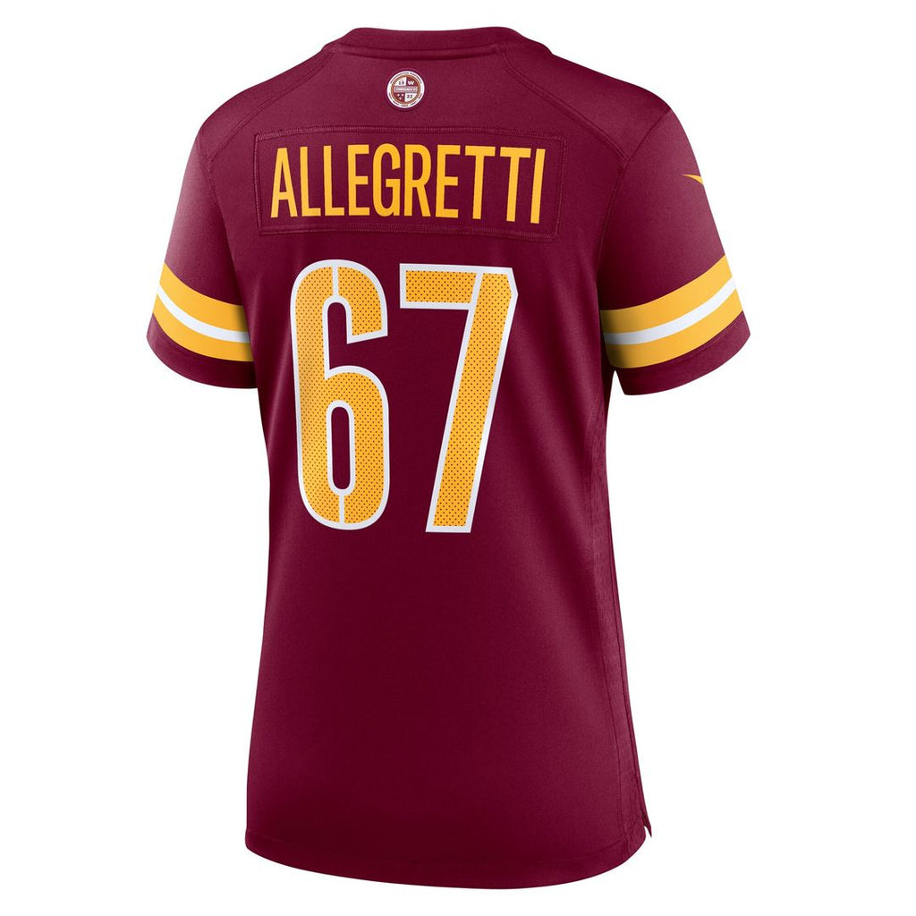 Nick Allegretti Washington Commanders Nike Women's Game Jersey - Burgundy Official NFL Team Apparel Football Fan Gear