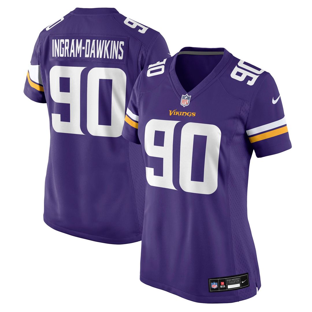 Tyrion Ingram-Dawkins Minnesota Vikings Nike Women's Team Game Jersey - Purple Official NFL Team Apparel Football Fan Gear