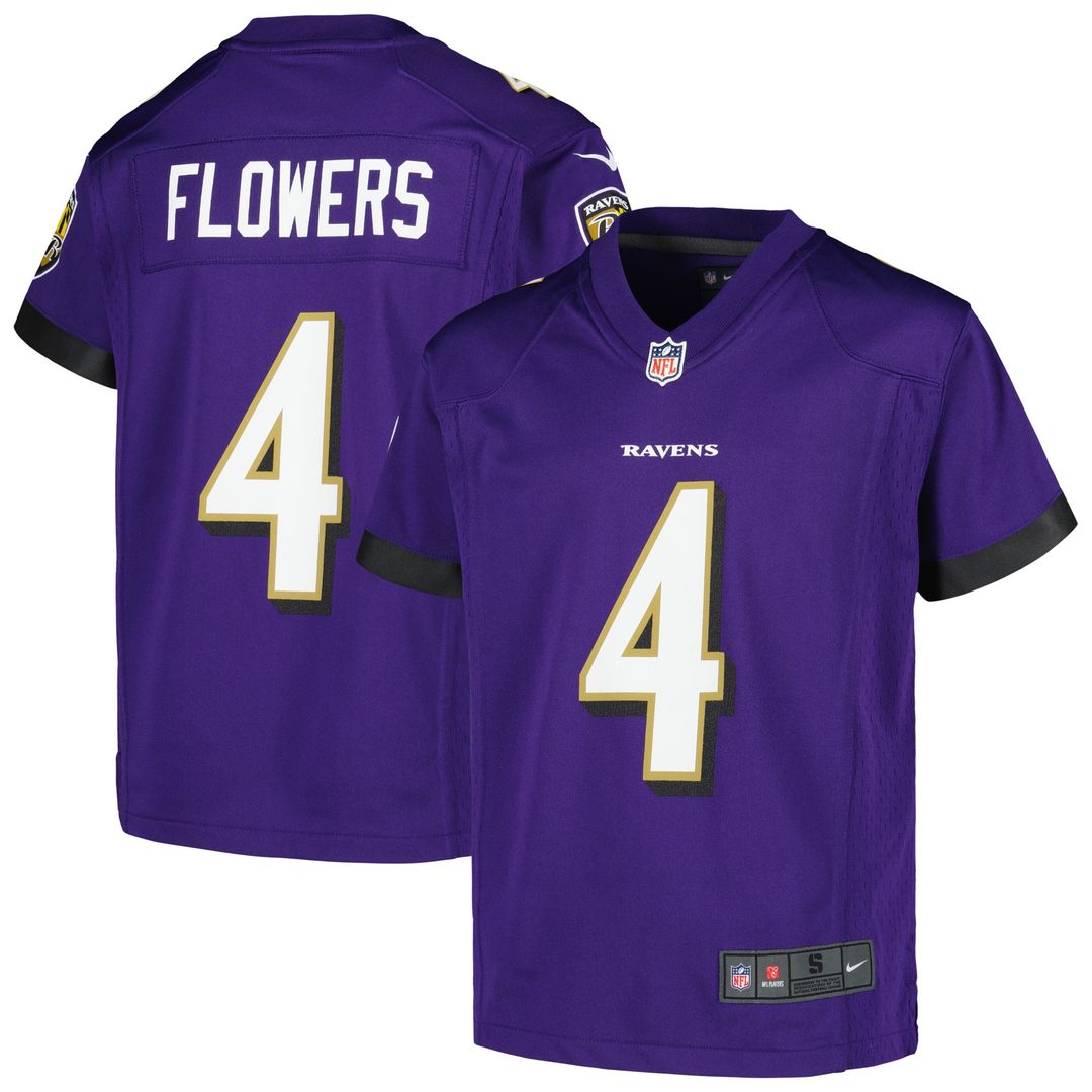 Zay Flowers Baltimore Ravens Nike Youth Game Jersey - Purple Official NFL Team Apparel Football Fan Gear