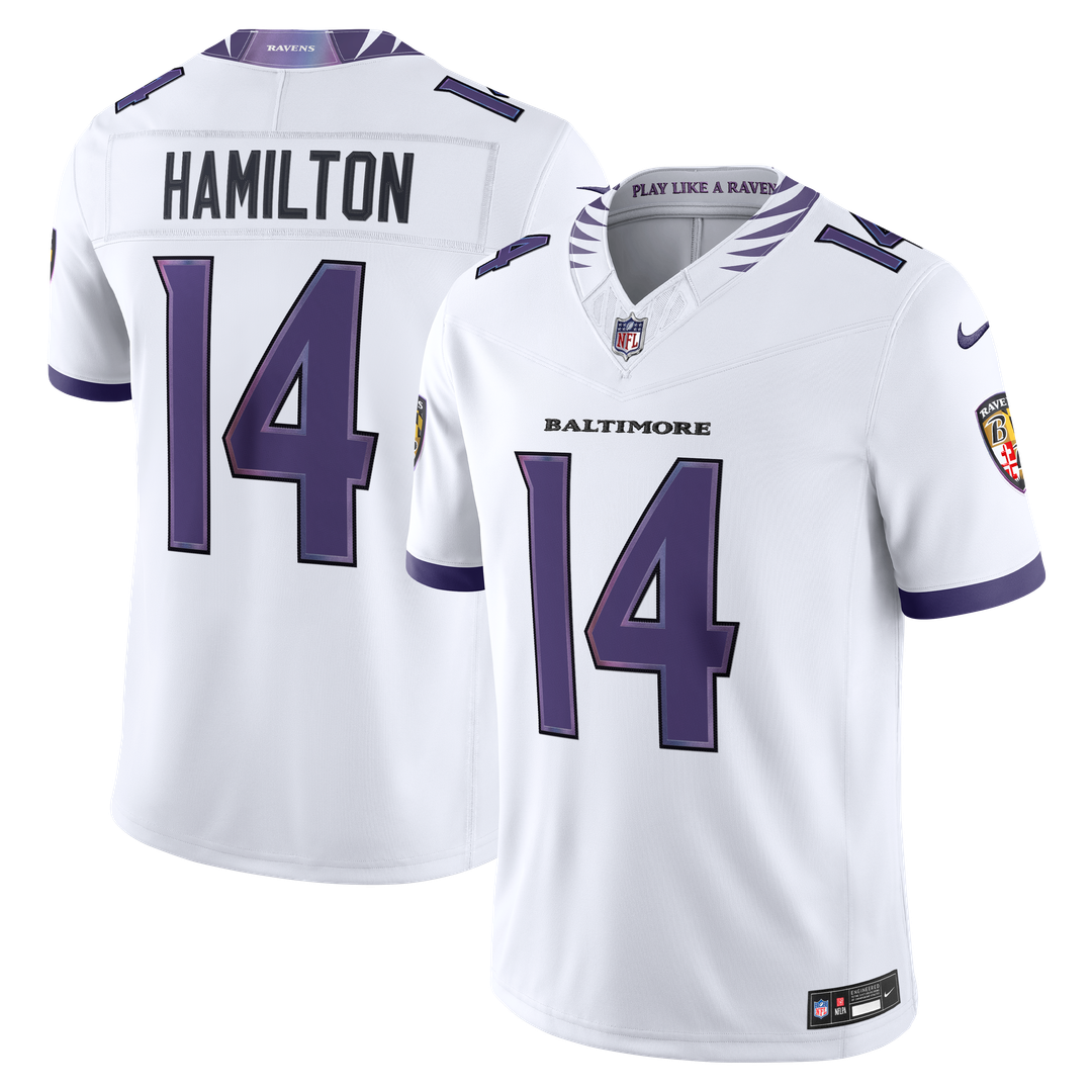 Kyle Hamilton Baltimore Ravens Nike Vapor F.U.S.E. Stitched Limited Jersey - White Official NFL Team Apparel Football Fan Gear