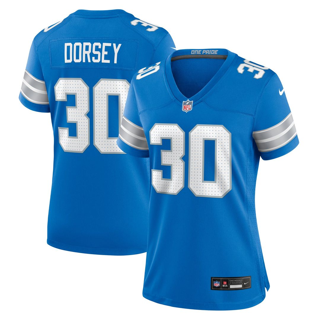 Khalil Dorsey Detroit Lions Nike Women's Team Game Jersey - Blue Official NFL Team Apparel Football Fan Gear