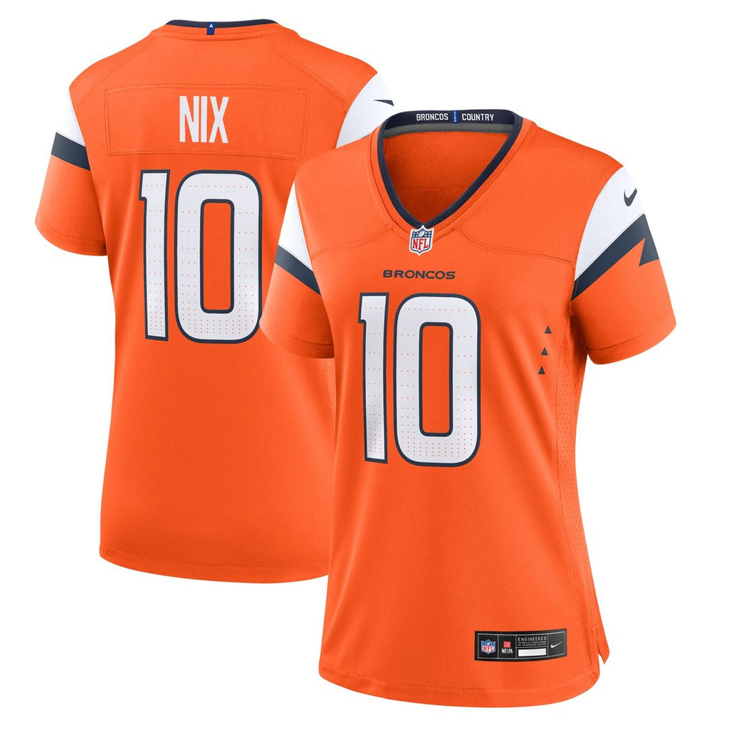 Bo Nix Denver Broncos Nike Women's Game Jersey - Orange Official NFL Team Apparel Football Fan Gear
