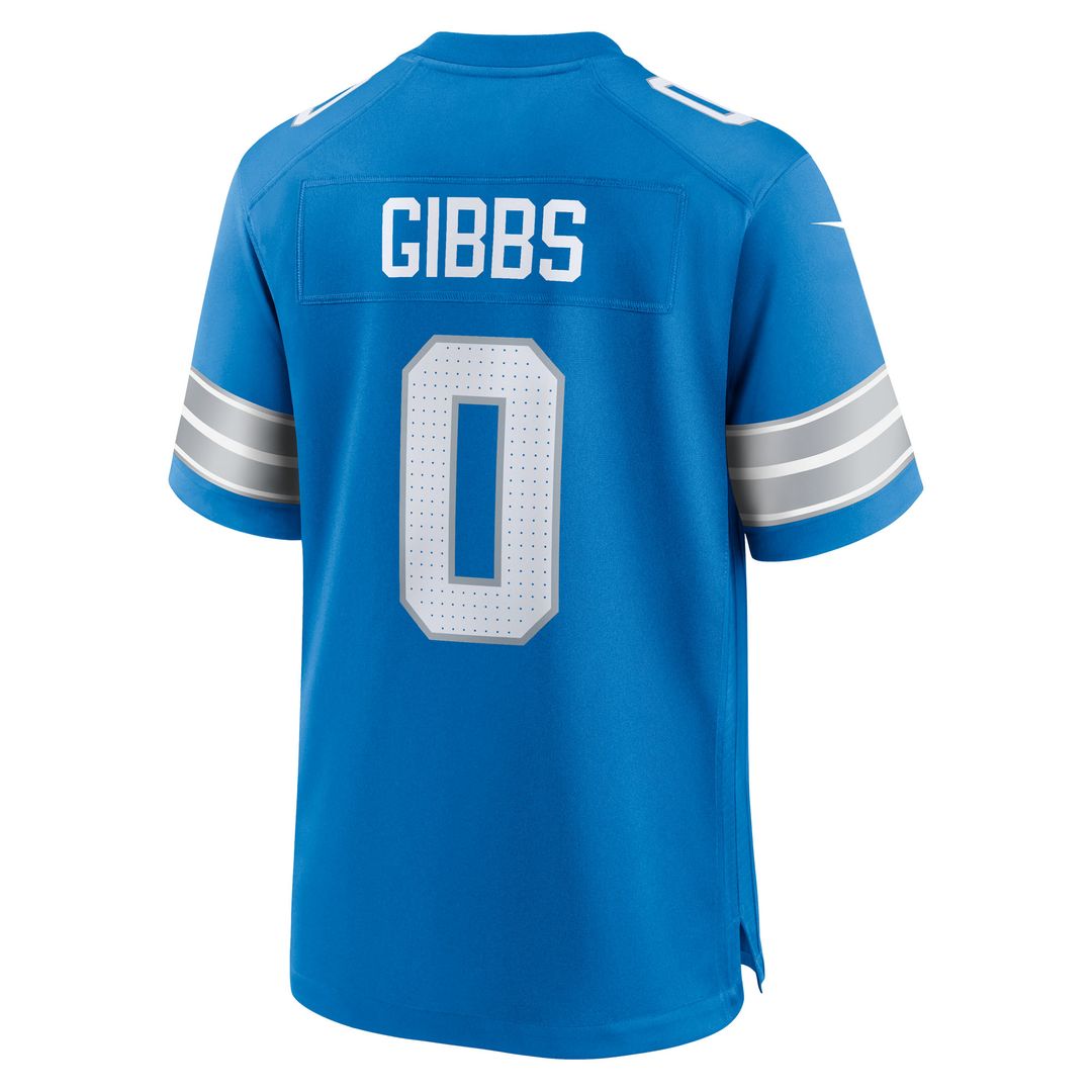 Jahmyr Gibbs Detroit Lions Nike Game Player Jersey - Blue Official NFL Team Apparel Football Fan Gear