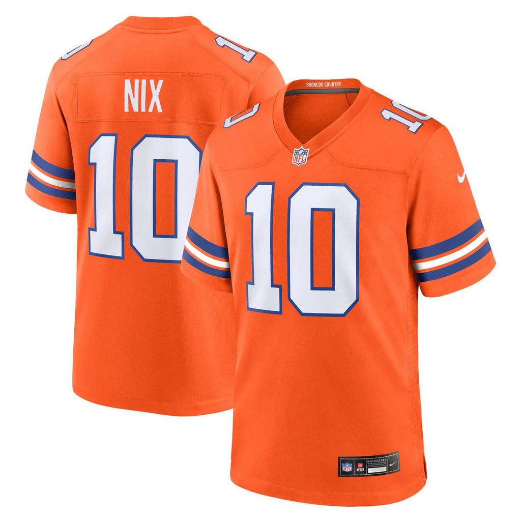 Bo Nix Denver Broncos Nike Mile High Collection 1977 Throwback Player Game Jersey - Orange Official NFL Team Apparel Football Fan Gear