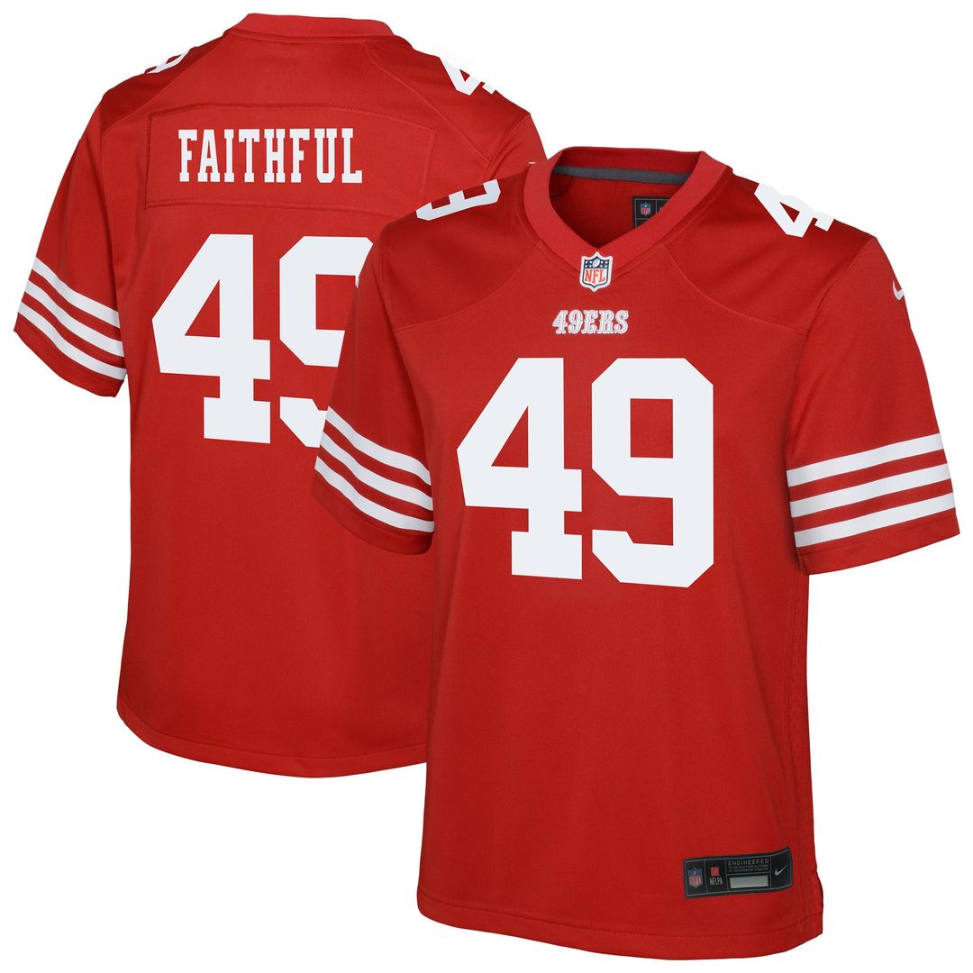The Faithful San Francisco 49ers Nike Youth Team Game Jersey - Scarlet Official NFL Team Apparel Football Fan Gear