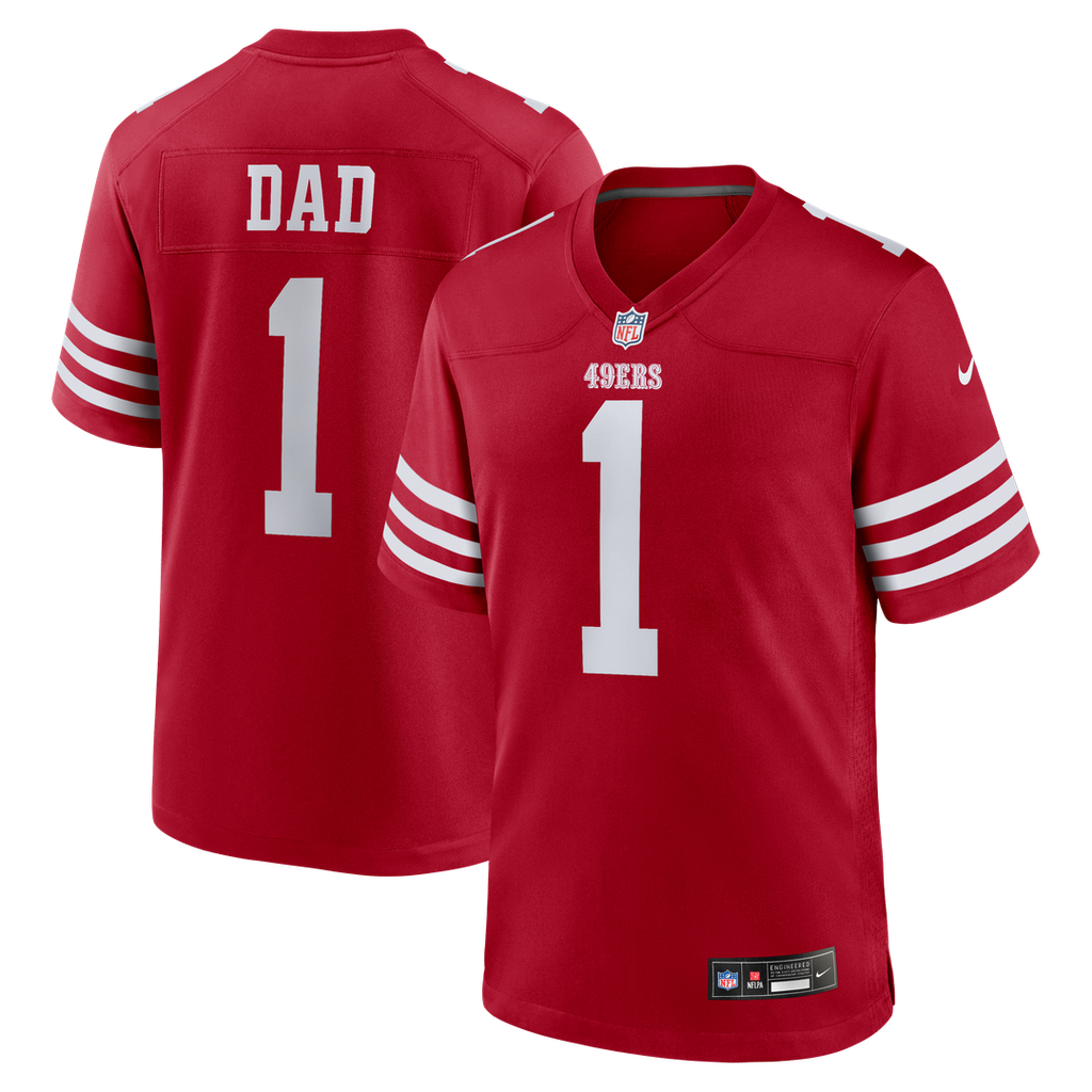 Number 1 Dad San Francisco 49ers Nike Game Jersey - Scarlet Official NFL Team Apparel Football Fan Gear