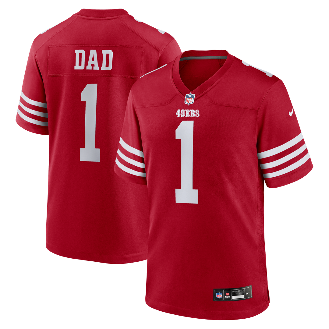 Number 1 Dad San Francisco 49ers Nike Game Jersey - Scarlet Official NFL Team Apparel Football Fan Gear