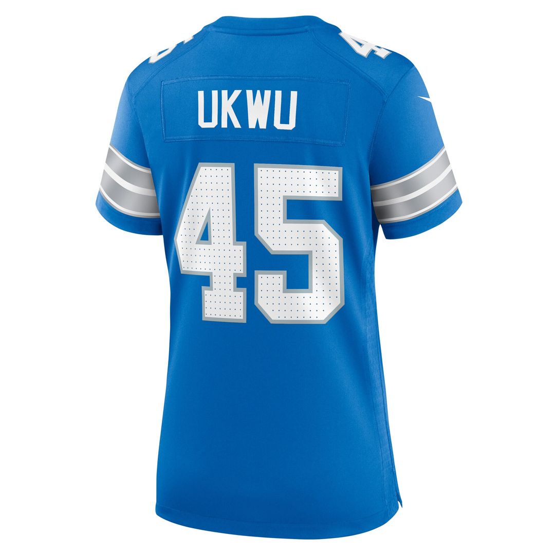 Isaac Ukwu Detroit Lions Nike Women's Game Jersey - Blue Official NFL Team Apparel Football Fan Gear