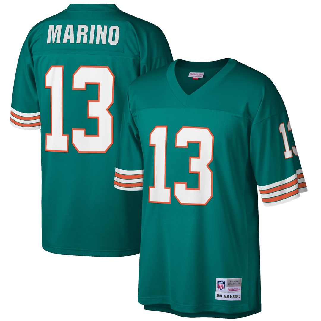 Dan Marino Miami Dolphins Mitchell & Ness Big & Tall 1984 Retired Player Replica Jersey - Aqua Official NFL Team Apparel Football Fan Gear